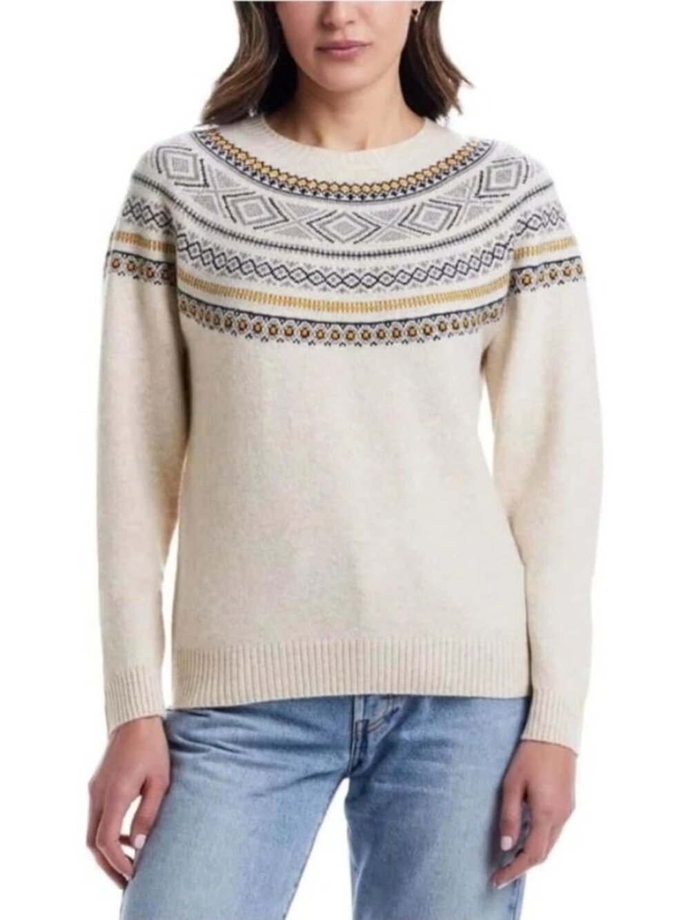 NWT Weatherproof Vintage Women's L Beige Fair Isle Sweater